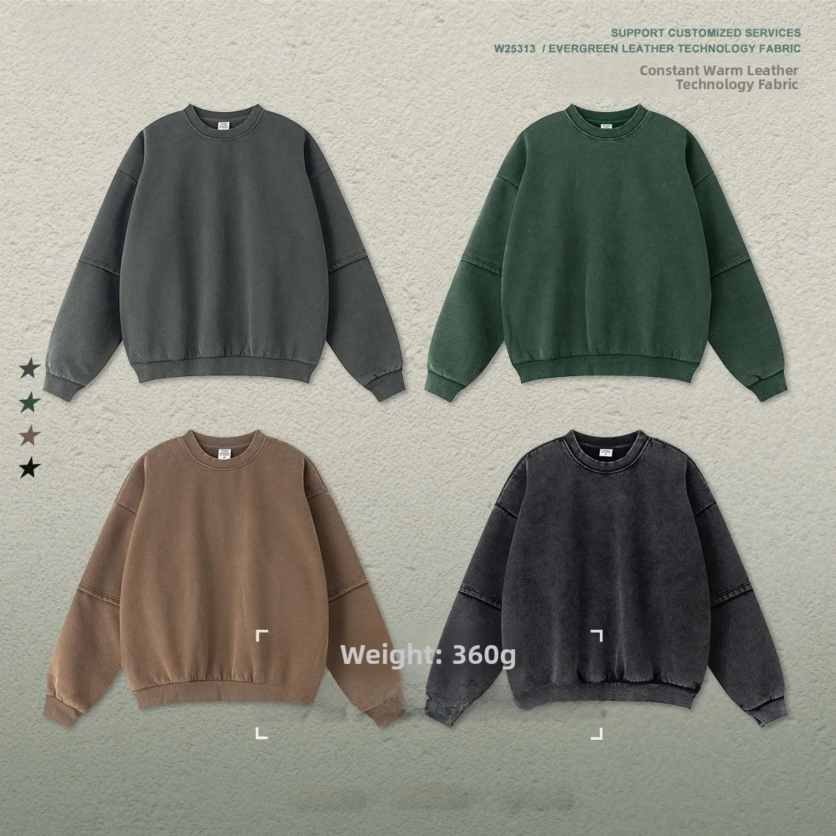 

Мужская толстовка Waed Vintage Patchwork с круглым вырезом, на флисовой подкладке, хлопковая, теплая, зимняя, без бренда