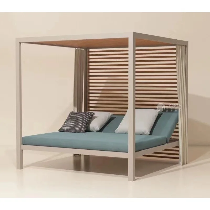 

Уличная кровать-шезлонг для виллы, отеля, курорта, террасы, B&B, из тика, для использования на открытом воздухе