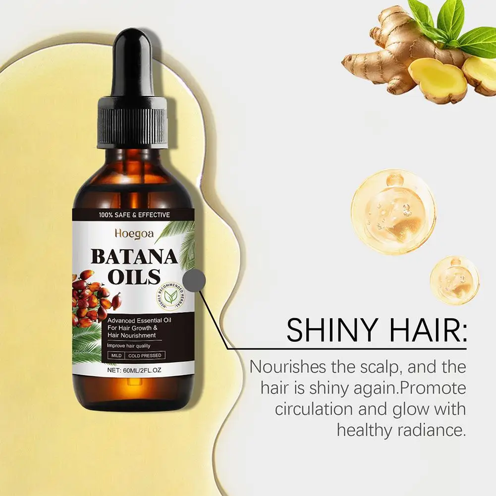 60ml Batana Oil Hair Regrowth หัวล้านน้ํามัน Organic Batana Oil Hair Care Anti Break Loss Oil Hair Care