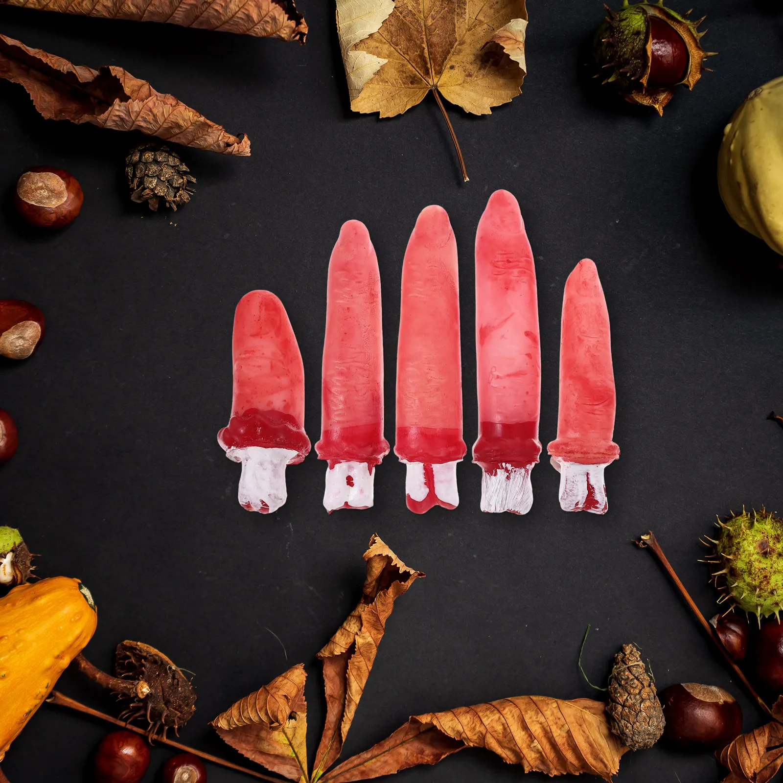 

10 шт. искусственных кровавых отрубленных пальцев для Хэллоуина, реквизит для вечеринок, розыгрышей, декораций для дома с привидениями, страшных косплеев и сценических представлений