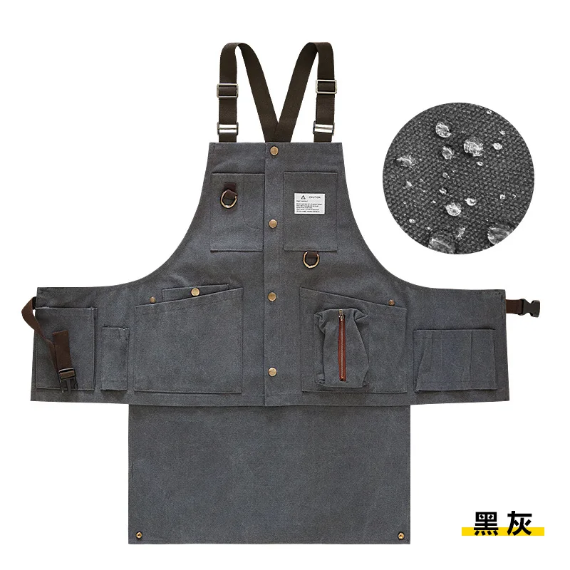 Outdoor Detachable Long Short Adjustable Apron for Men and Women, Thickened Canvas, Electrician and Carpenter, Multi-Pocket Tool