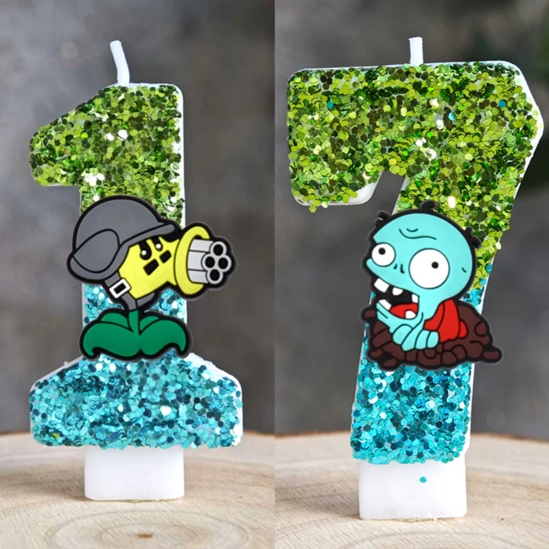 Pflanze vs. Zombie Kerzen Anime Spiel Digital Kinder Geburtstag Kuchen Dekorieren Baby Dusche Party Zubehör Geschenke Liefert