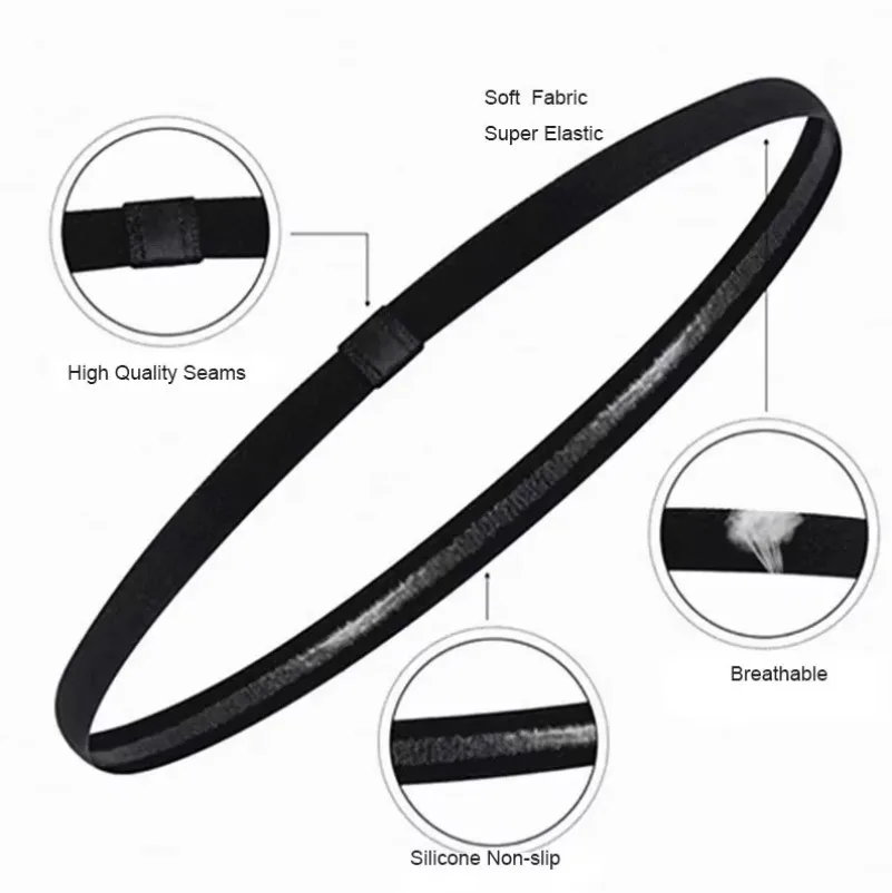 Homefish 5 Stück Sport-Stirnbänder in Bonbonfarben, Rutschfest, Elastisch, für Damen und Herren, Yoga, Laufen, Fußball, Fitness, Haarbänder – Detail 3