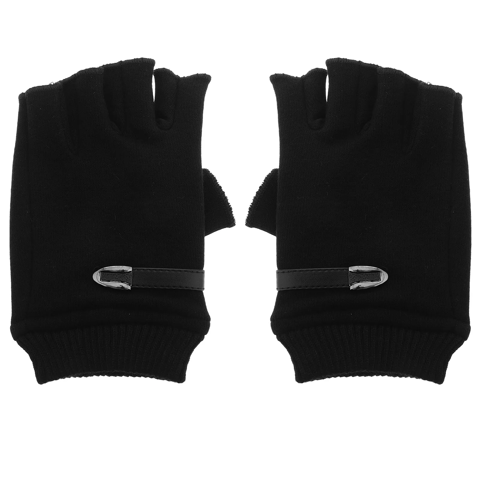 

Fleece Half Finger Gloves Warm Touchscreen Cycling Running Black Men Women Non Cozy Outdoor Work Mittens Lightweight