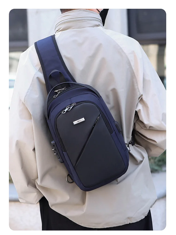 New Single-shoulder Simple Chest Bag, Multi-functional Crossbody Bag, Casual Waterproof Password Lock Anti-theft Small Backpack