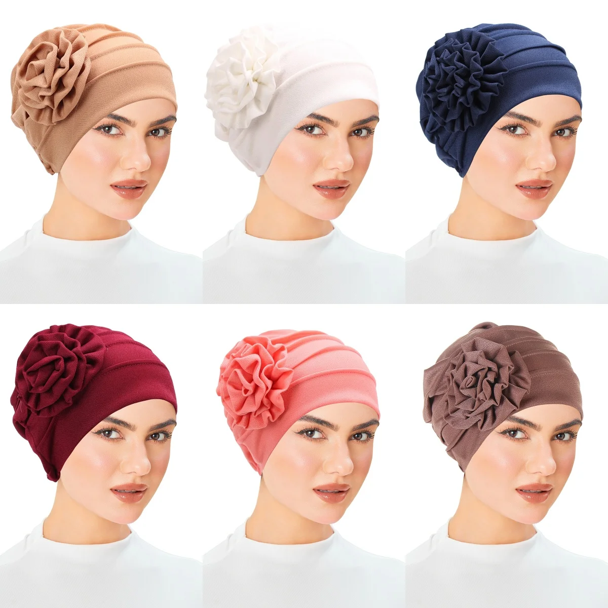 

Новый женский мягкий эластичный тюрбан с большим цветком, женские элегантные модные аксессуары для волос, химиотерапевтическая шляпа, женские хиджабы, банданы
