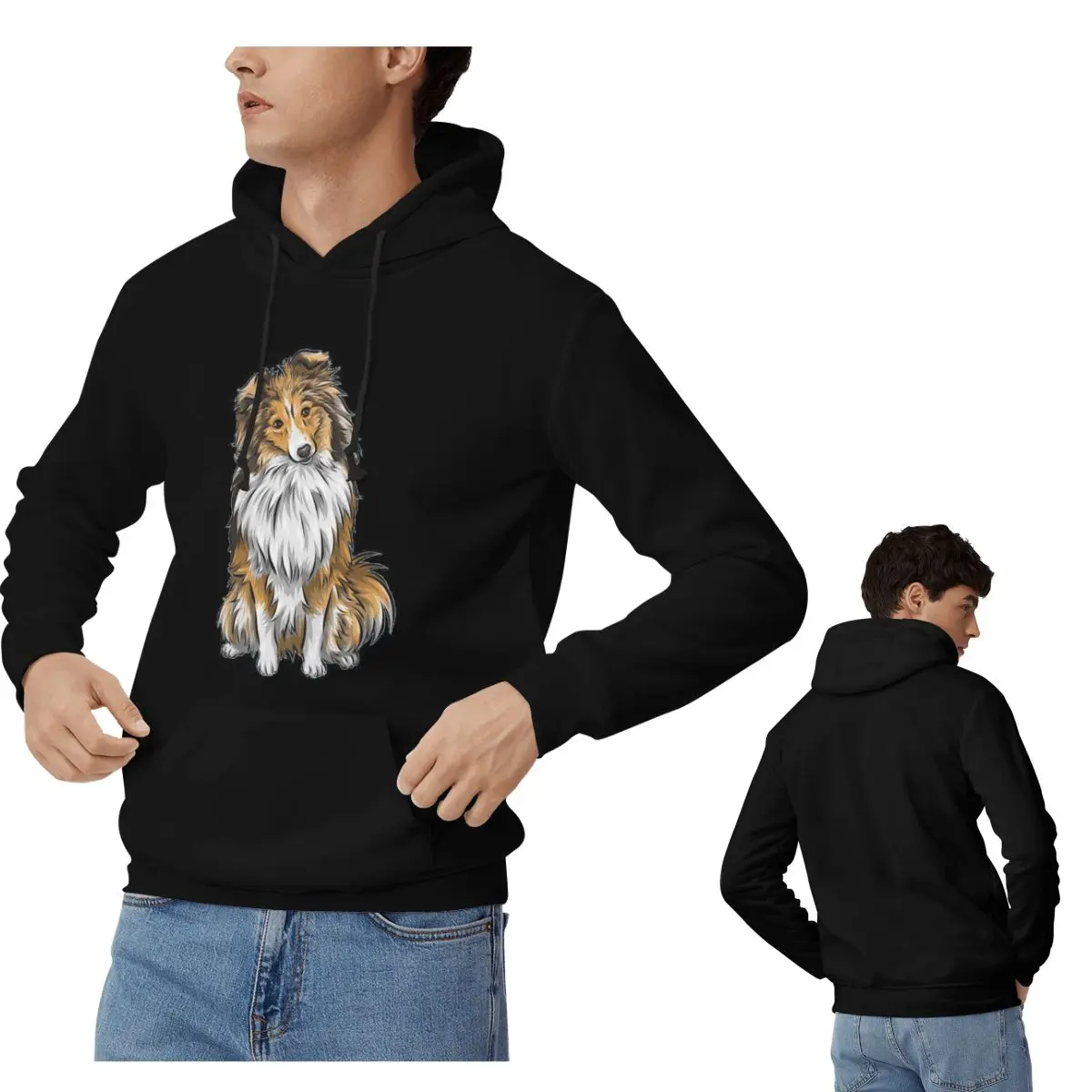 

Толстовки с капюшоном Sheltie для собак, мужские и женские повседневные пуловеры, толстовки в стиле хип-хоп, уличная одежда с длинными рукавами, осень-зима