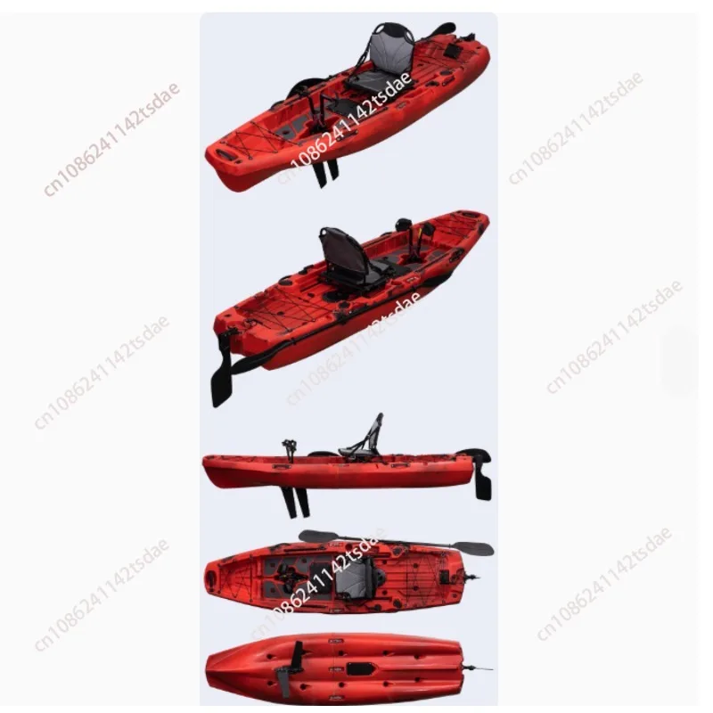 

9.5ft 1 Person Folding Plastic Boats Fishing 2 Sectional Modular Kayak With Propeller Pedal Drive and Chair