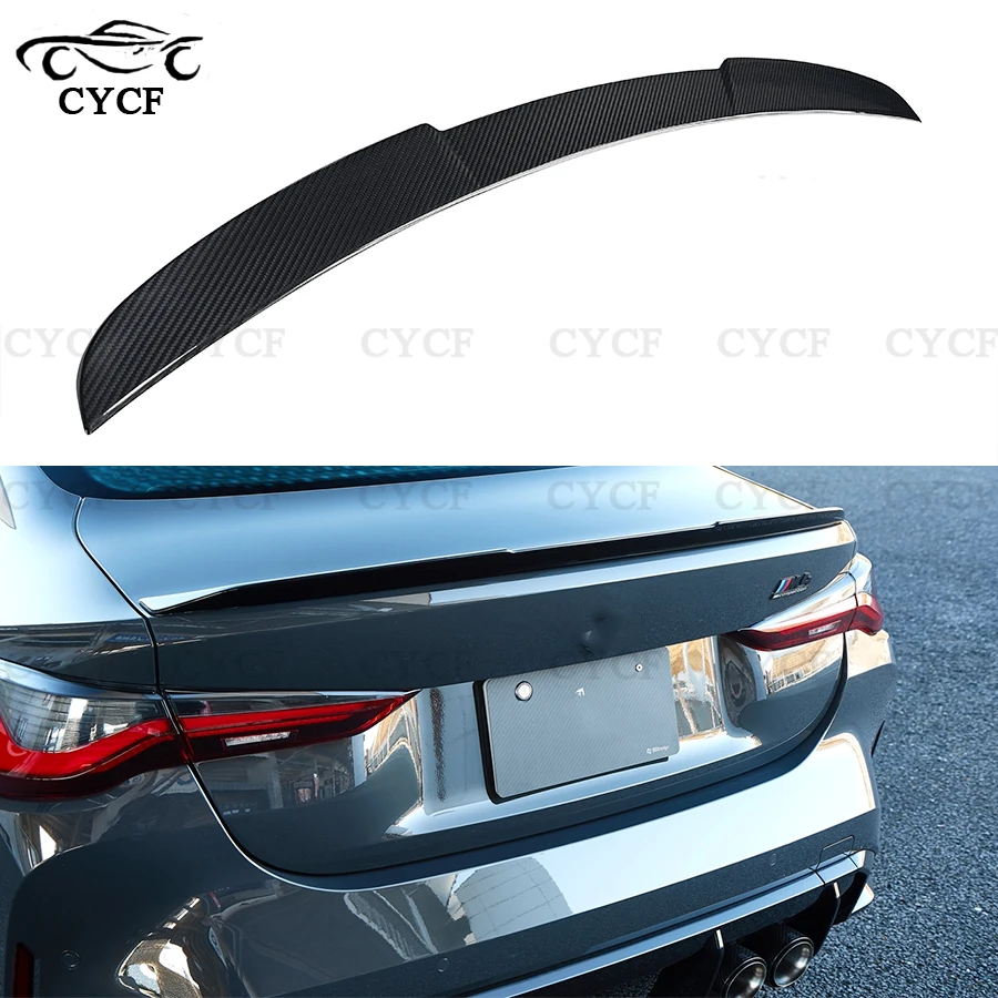 3D Style Carbon Fiber Tail fins For BMW M3 M4 Series G80 G82 G83 Car Rear Trunk Spoiler Lip Wing Lip Extension