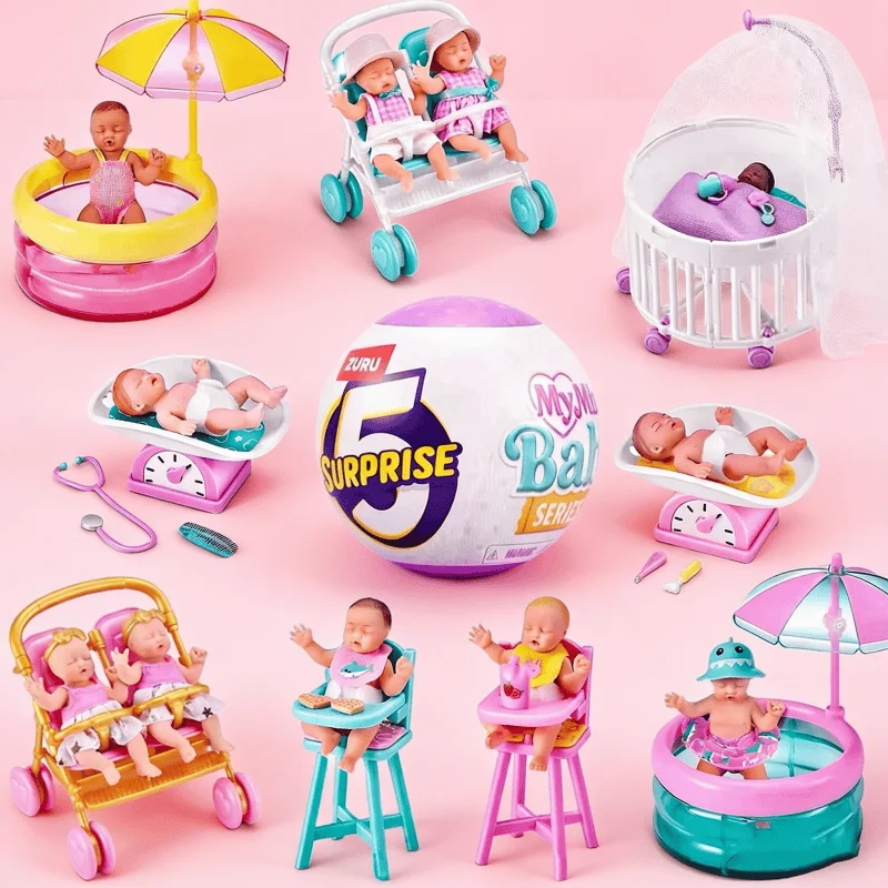 

My Mini Baby Series 2 Surprise Unboxing Doll Silicone Mini Baby Collectible Toy With Accessories Baby Stroller Pretend Play