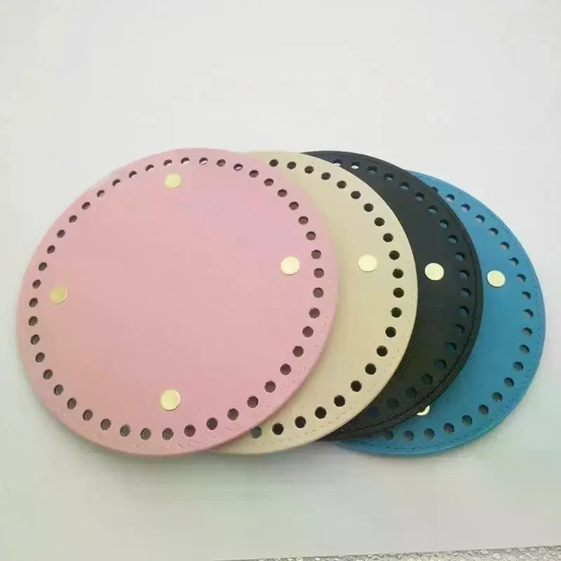 Round PU Leather Bag Base Rivet Design Wear Resistant Bottom For DIY Crochet Handbag Crafting Multiple Colors Sizes Available