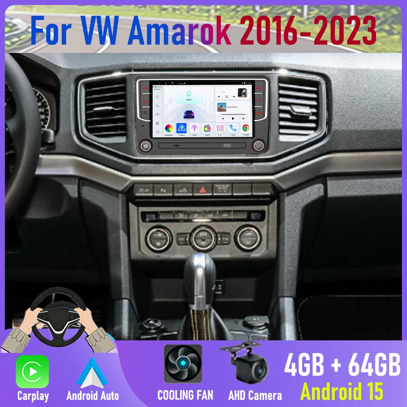 

2DIN Android 15 Car Radio For VW Amarok 2016-2023 Apple Carplay Wireless Bluetooth Google Map GPS Navigation Stereo FM Camer