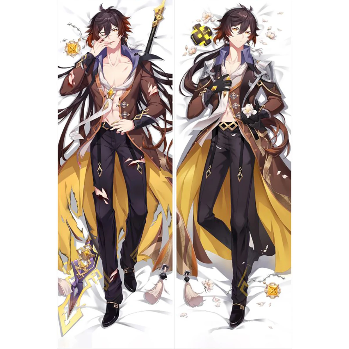 Anime Genshin Impact Zhongli Two-dimens Anime Game Dakimakura Pillowcase Hugging Body Pillow Cover No Filler