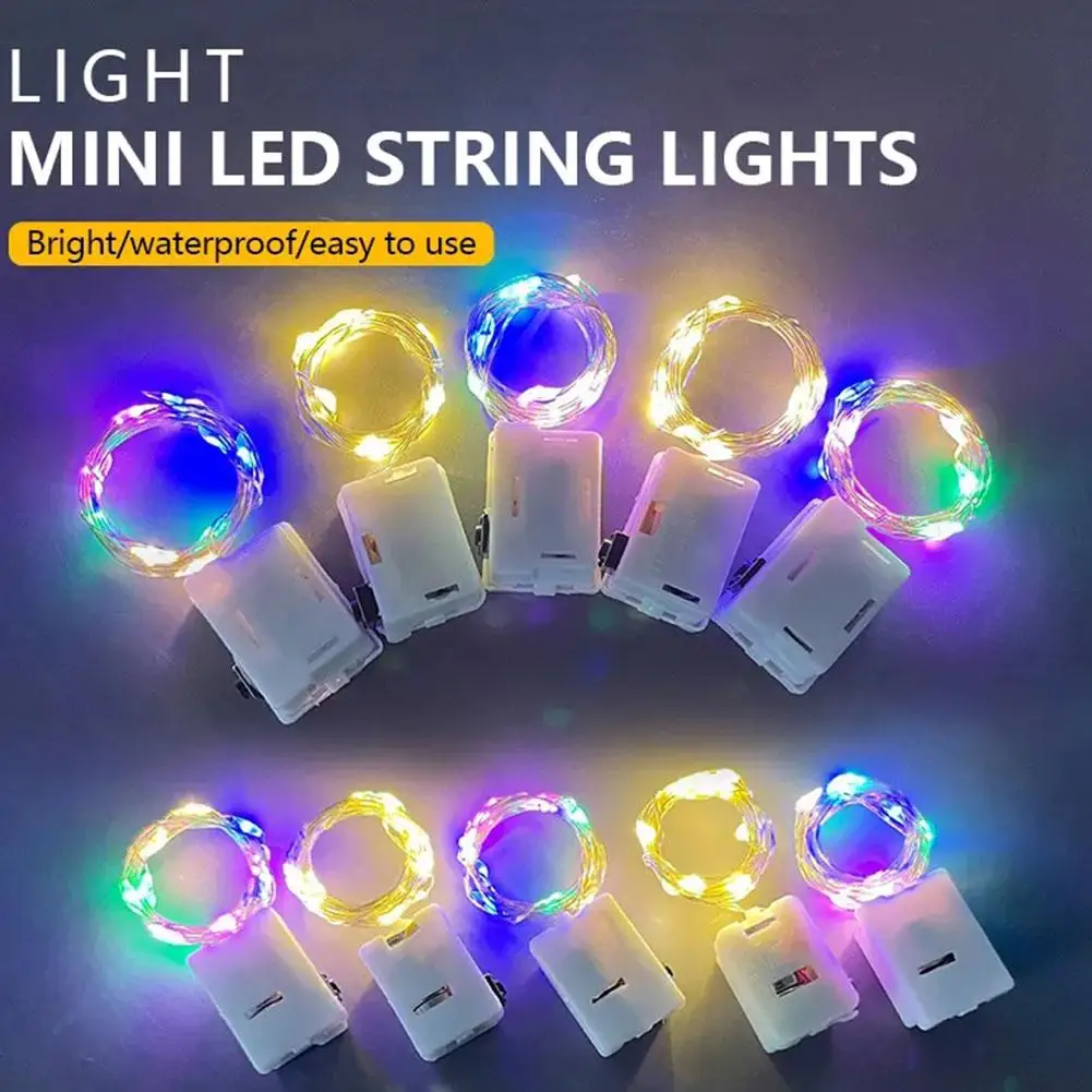 สายไฟ LED นางฟ้าแบบเส้นเล็กยาว1ม. 2ม. Cr2032ใหม่ไฟราวคริสต์มาสขนาดเล็ก R9y4