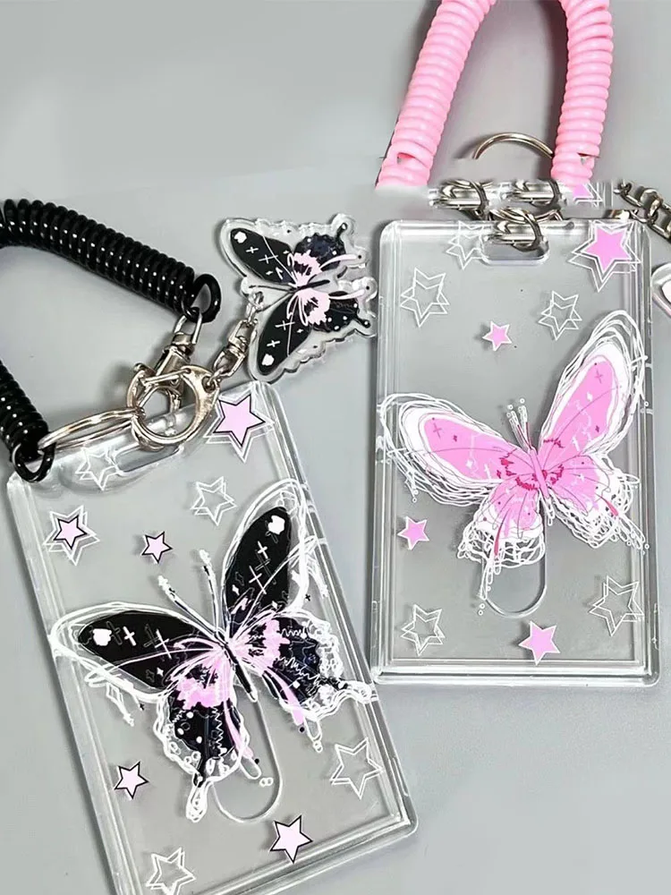 Y2k 3 Inch Photocard Holder Cute Butterfly Photo Display Holder Credit ID Bank Card Bus Card Protective Case Pendant DIY Fashion