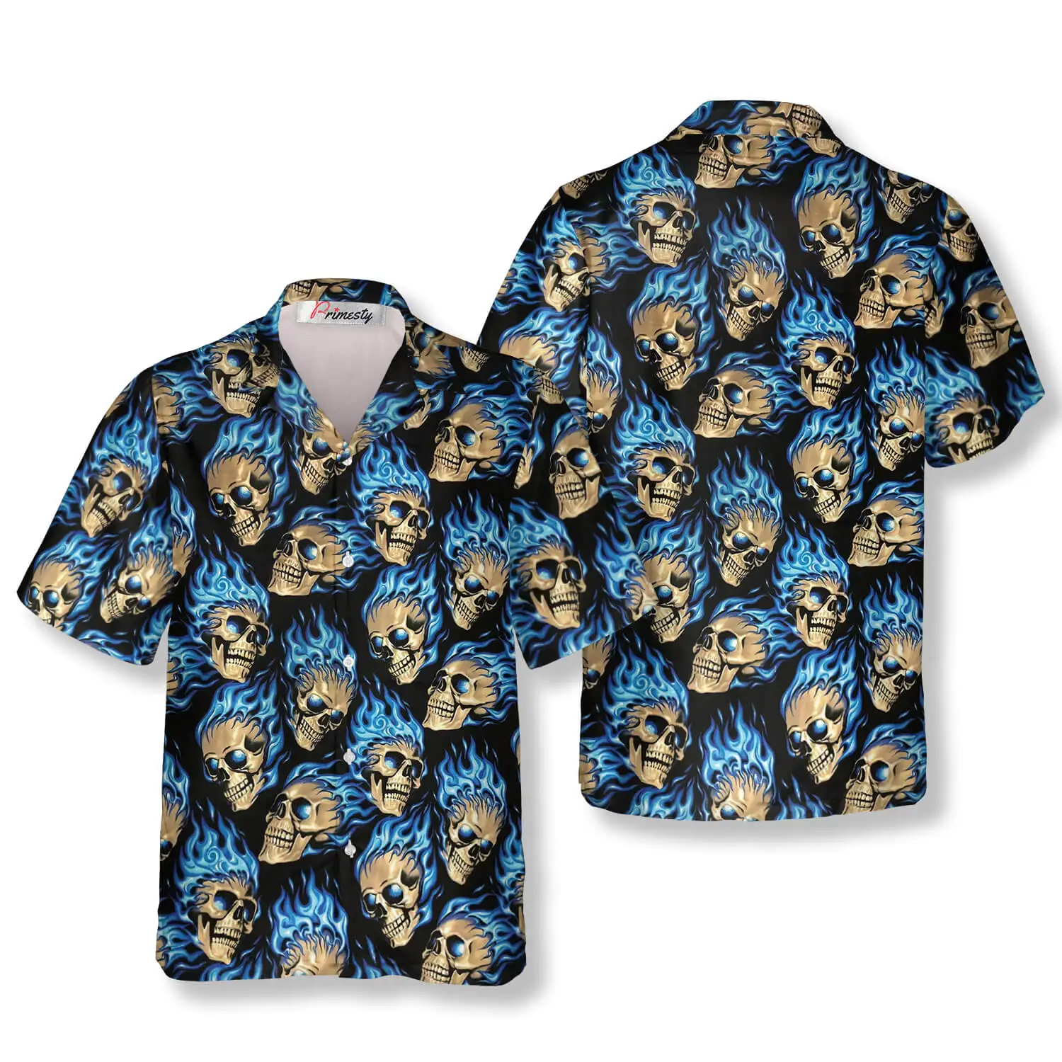 2024tiki hot style 3d printing Hell Guard skull Hawaiian shirt men\'s shirt men\'s shirt short sleeve men\'s clothing