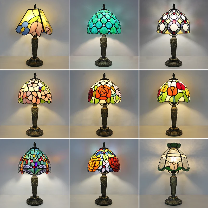 

American retro glass desk lamp bedroom warm light luxury hotel romantic wedding room nostalgic bedside night