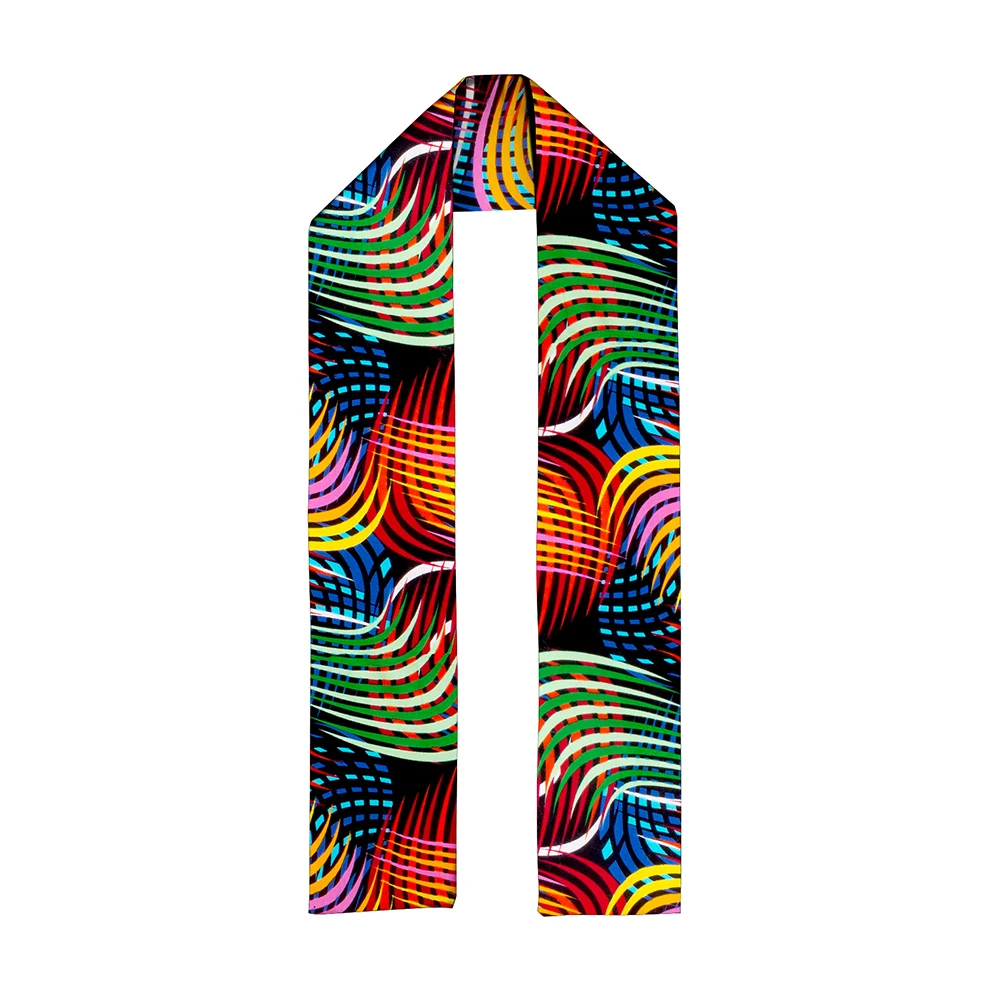 Traditional African Kente Scarf Print Unisex Tribal Scarf for Her Gift for Him Size 180*15cm or 70*6inch Wyb562