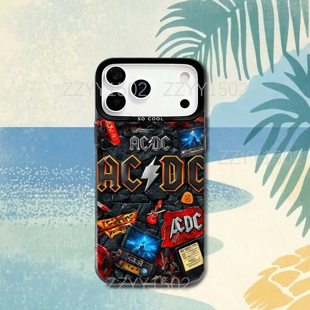 Funda de teléfono A-AC Band D-DC para iPhone 17,16,15,14,13,12,X,8,Pro,Max,Plus,SE4,Air,Mini HD negro IMD mate