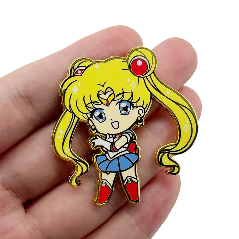 Klassische Comic Sailor Moon Anime Anstecknadeln Rucksack Jeans Emaille Brosche Pin Damen Mode Schmuck Geschenke Cartoon Abzeichen