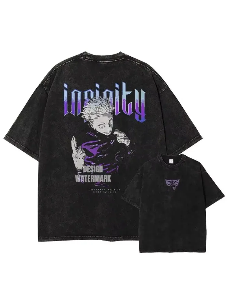 AliExpress NONE Short sleeved round neck Y2k Tshirt Men Clothing New in Top & Tees Mens T-Shirt Anime J-Jujutsu K-Kaisen Vintage Washed