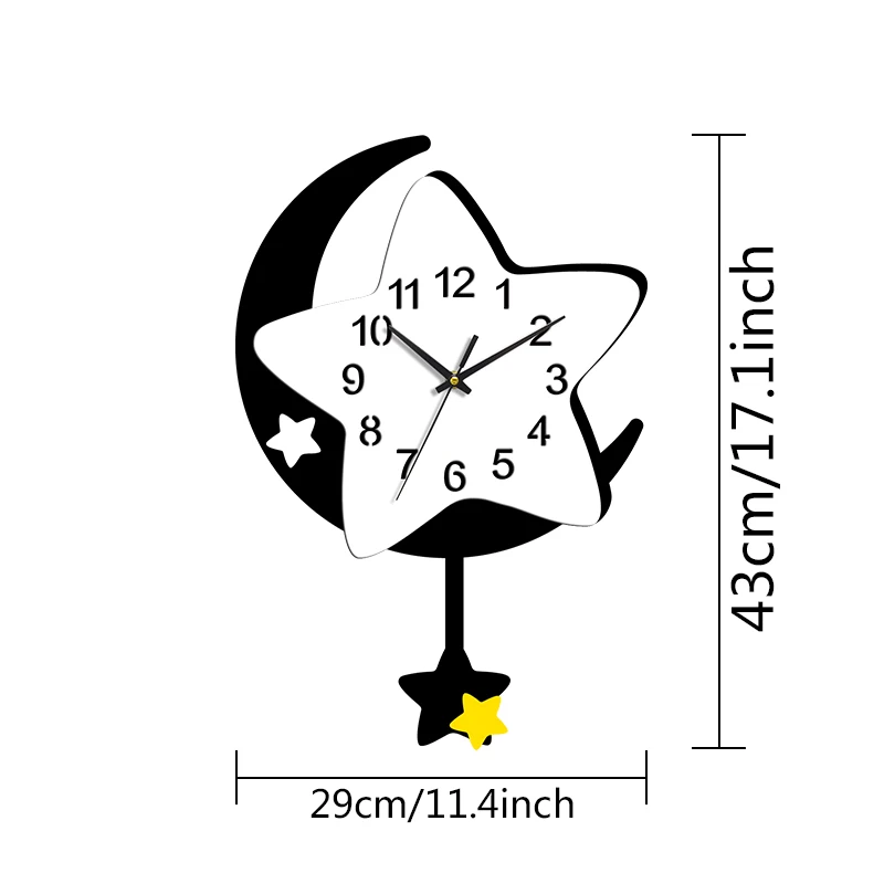 Cartoon moon star element clock 12-inch wall clock silent clock home decoration living room bedroom clock - view 5