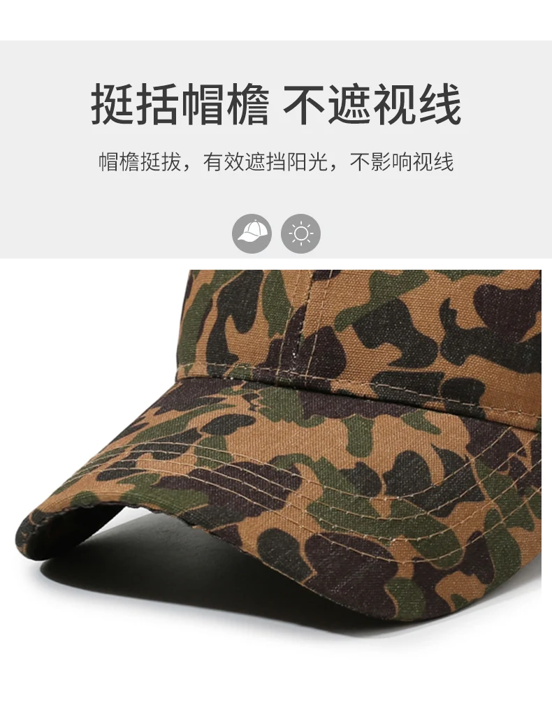 Vintage Camouflage Workwear-Stil Amerikanische Neue Baseballkappe Unisex Outdoor Verstellbarer Sonnenhut Modischer UV-Schutz – Detail 2