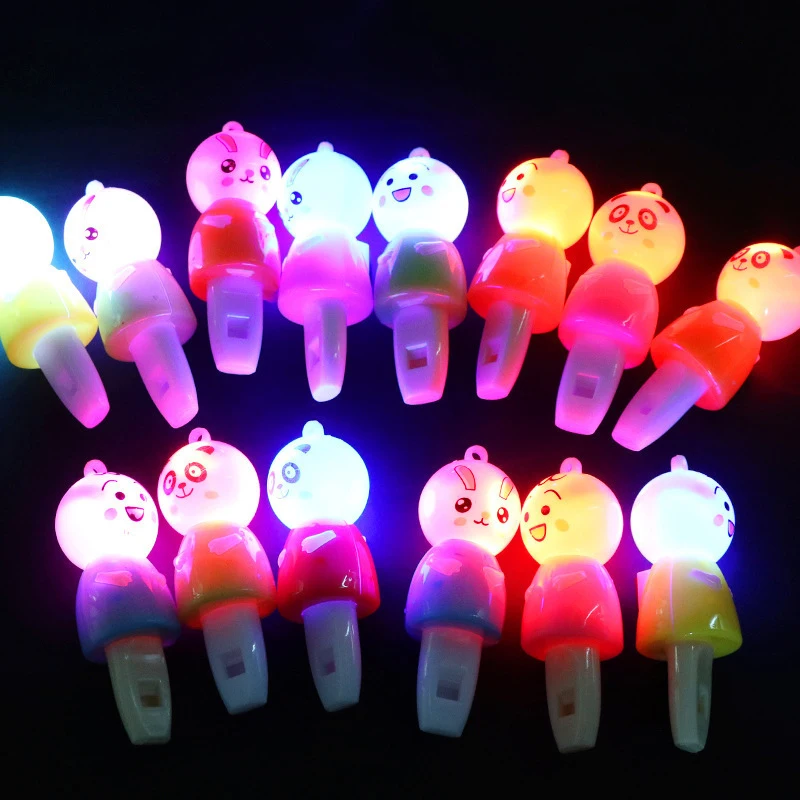 3Pcs Cartoon Glowing Animal Whistle LED Electronic Cute Flash Whistle Toy Children's Toys Boys Girls Holiday Party Birthday Gift