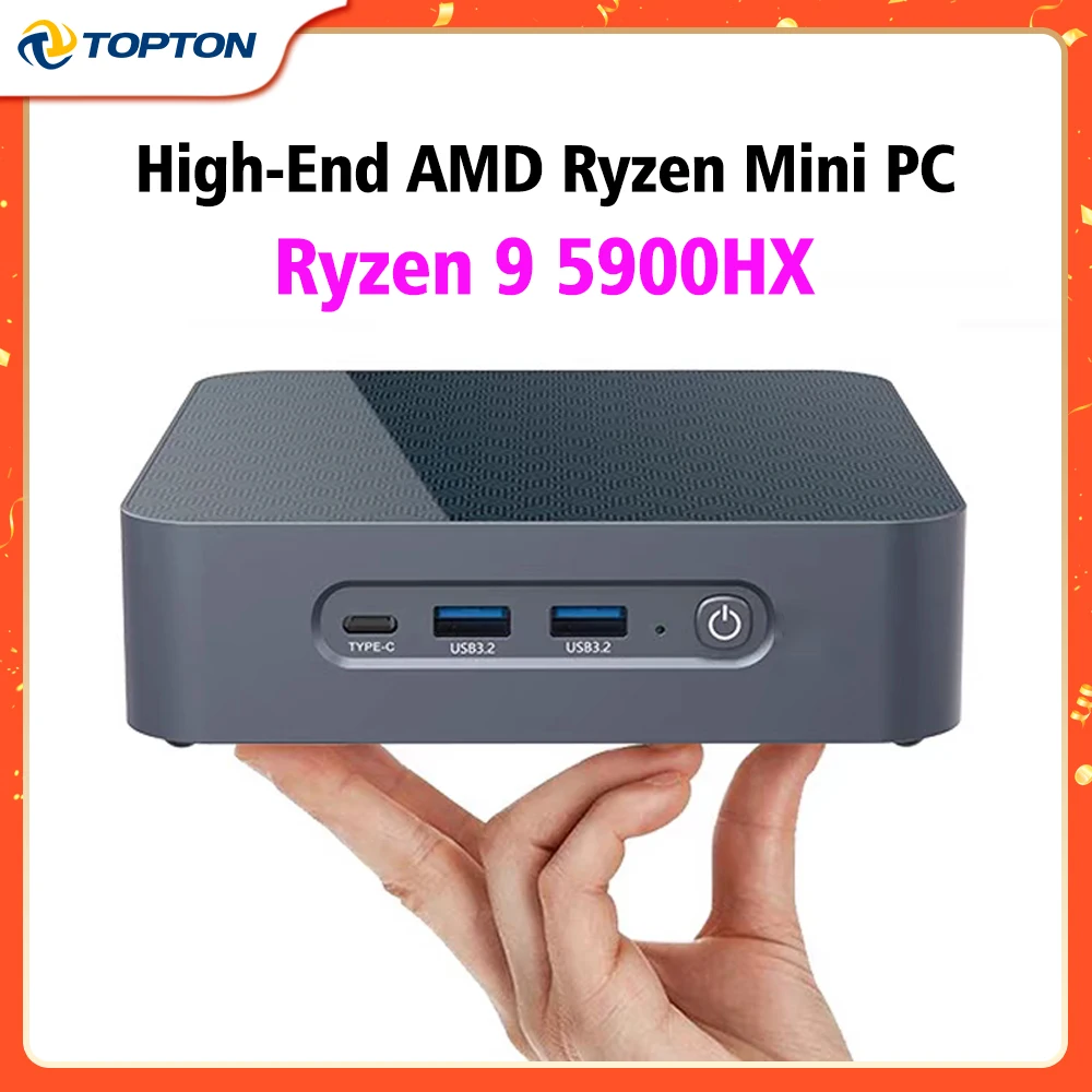 Мини-ПК Topton AMD Ryzen 7 5800H Ryzen 5 5600H Windows 11, игровой настольный компьютер DDR4 NVME Barebone, игровой компьютер 2,5 Гбит/с LAN WiFi6E