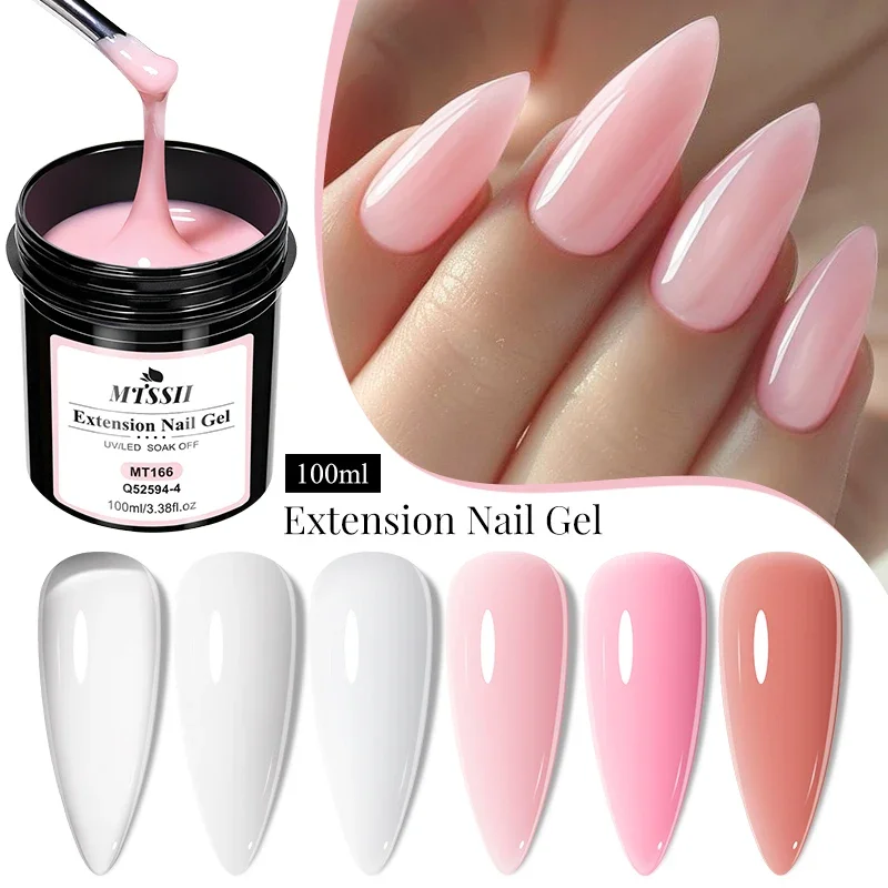 7 stücke 100 ml Große Kapazität Verlängerung Nagel Gel Set Rosa Semi-Permanent UV Gel Lack Maniküre DIY Design nagel Kunst Verlängern Werkzeug