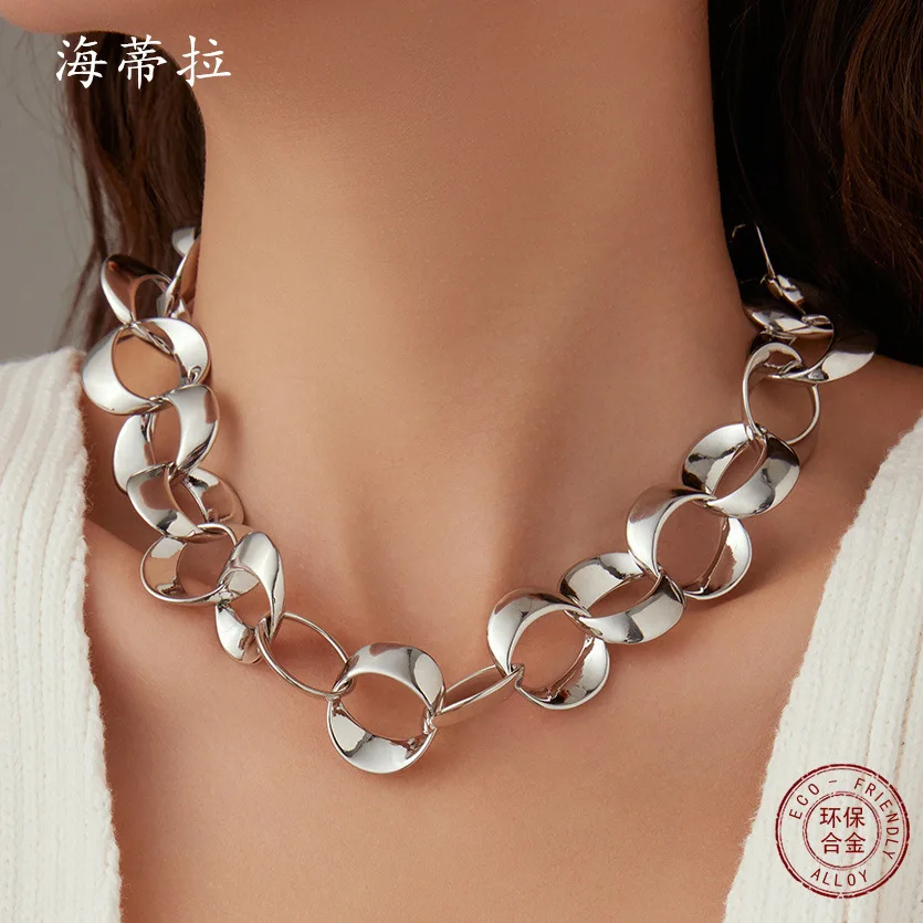 DIY accessories hot-selling irregular geometric hollow necklace, punk ring creative single-layer men's and women's versatile col