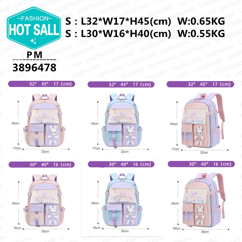 Cartoon Rabbit Backpacks for Children Fashion Large Capacity Waterproof Student School Bag Kid\'S Backpack Girls Boy Back Pack