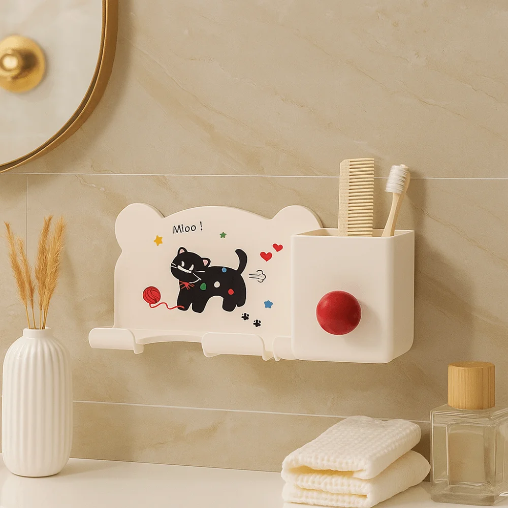 

Cartoon Hair Dryer Storage Rack Waterproof Plastic Hair Dryer Holder Thickened Cylinder Design Wall Mounted Storage Rack