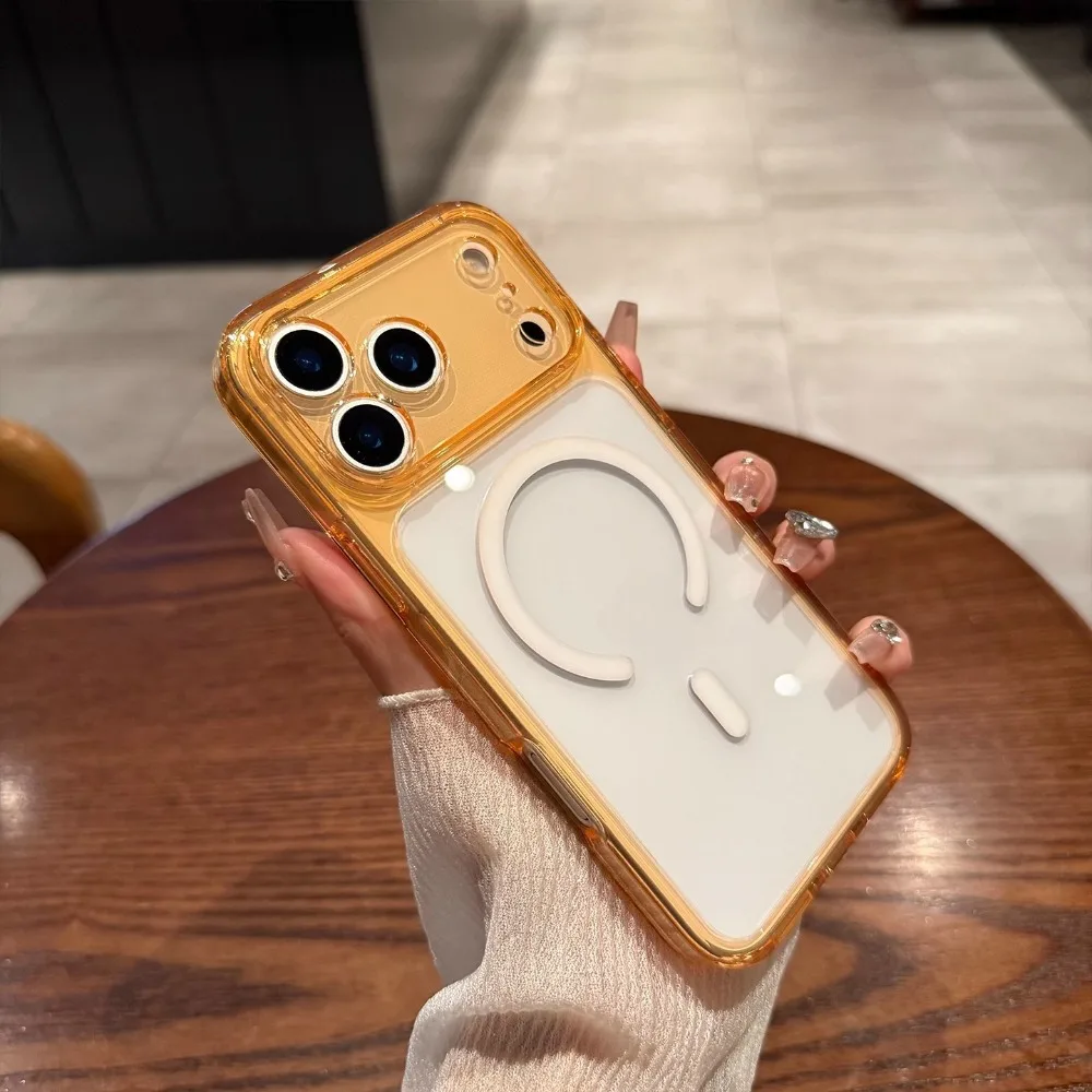 

Чехол MagSafe с прецизионным вырезом для iPhone 17 Pro Max, прозрачный противоударный чехол премиум-класса с цветными блоками