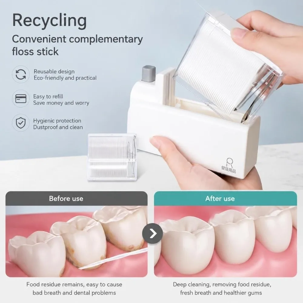 Durable Automatic Pop-up Dental Floss Dispenser Refillable Dustproof Floss Storage Box Floss Container Home