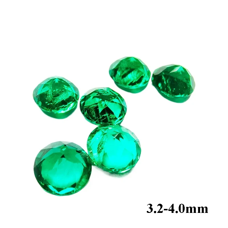 

Lab Grown Round Shape Columbian Emerald 3.2-4.0mm Charms Gemstone DIY Ring Necklace Earrings Main Materials Available Certificat