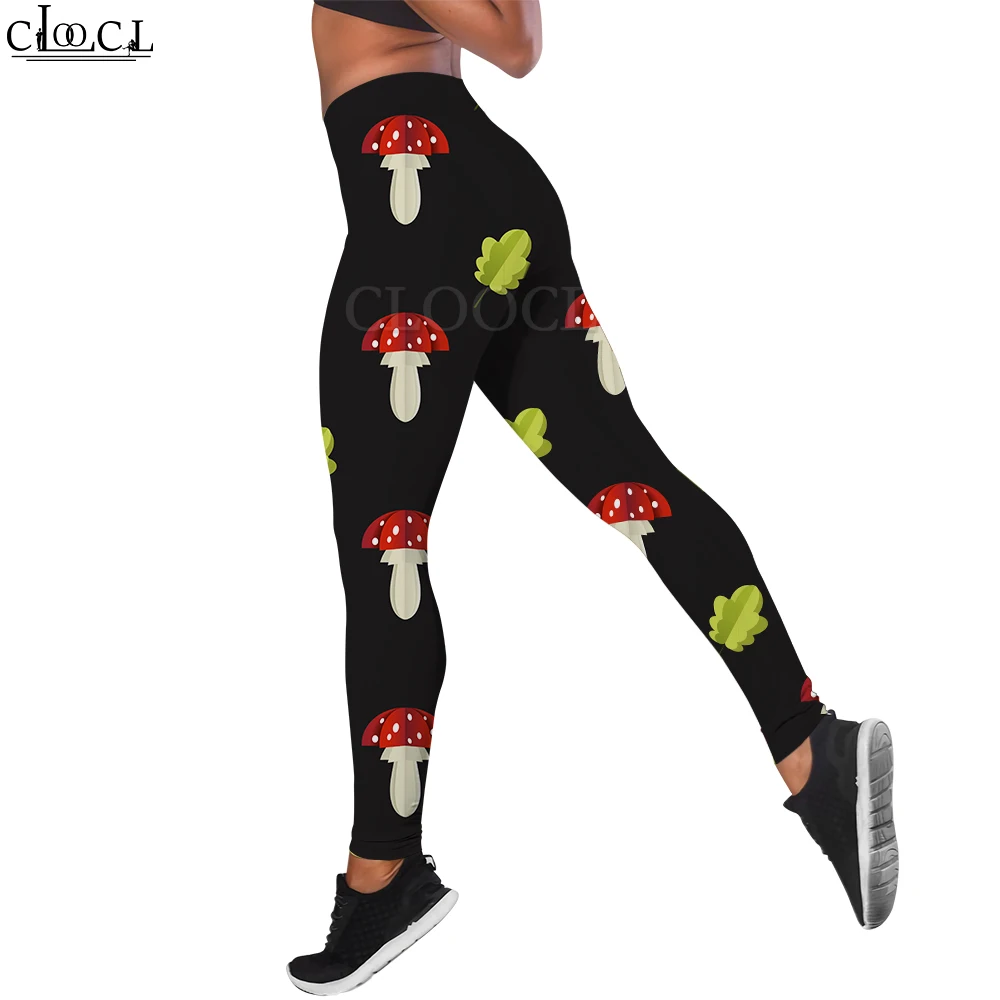 CLOOCL Seamless Leggings Women Fitness Trousers High Waist Yoga Pants Cartoon Flower Mushroom Printing Buttocks Leggings