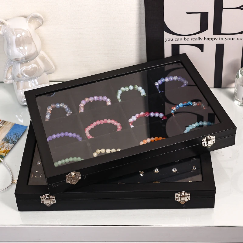 قطعة واحدة من صندوق المجوهرات المقاوم للغبار بإبزيم، صندوق عرض حلقي، صندوق تخزين سوار وقلادة وسوار وأقراط مضاد للأكسدة