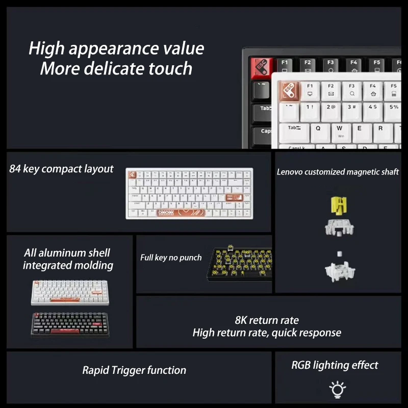Keyboard E-Sports Keyboard Lenovo Xiaoxin K6 Magnetic Axis E-Sports Keyboard-68-Key Basic Edition Neutral Computer Keyboard Game Mechanical Keyboard Black