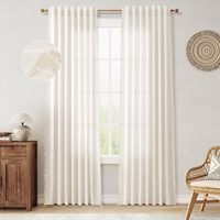 Boho Linen Curtains Country Farmhouse Curtains 84 Inches Long 1 Panels for Bedroom Cream Semi Sheer Bohimian Drapes with Tessles