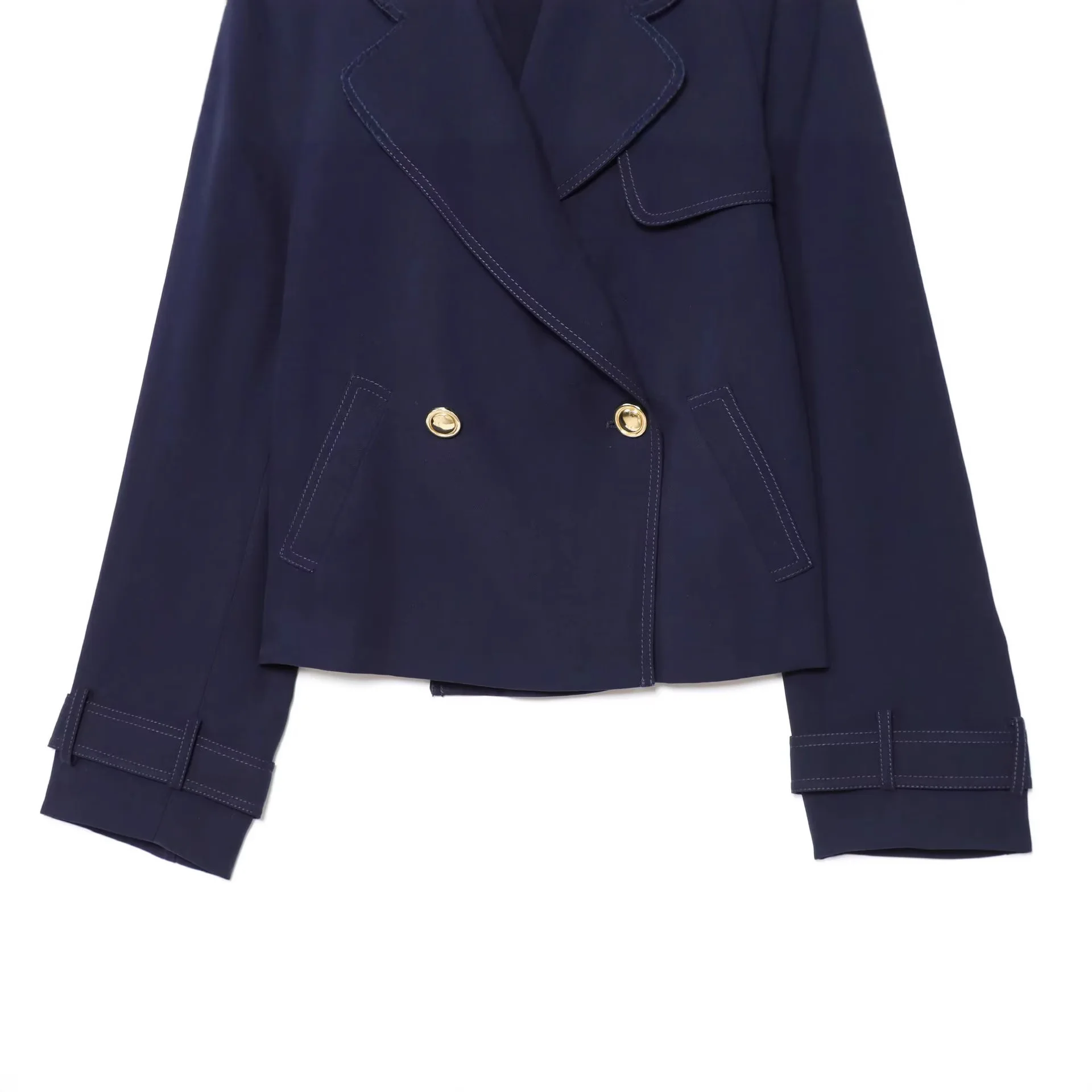 

Fall 2025 New Women's Faion Street Sle ort Jaet Double Flap Versatile Trendy Individualized Outerwear for Ladies