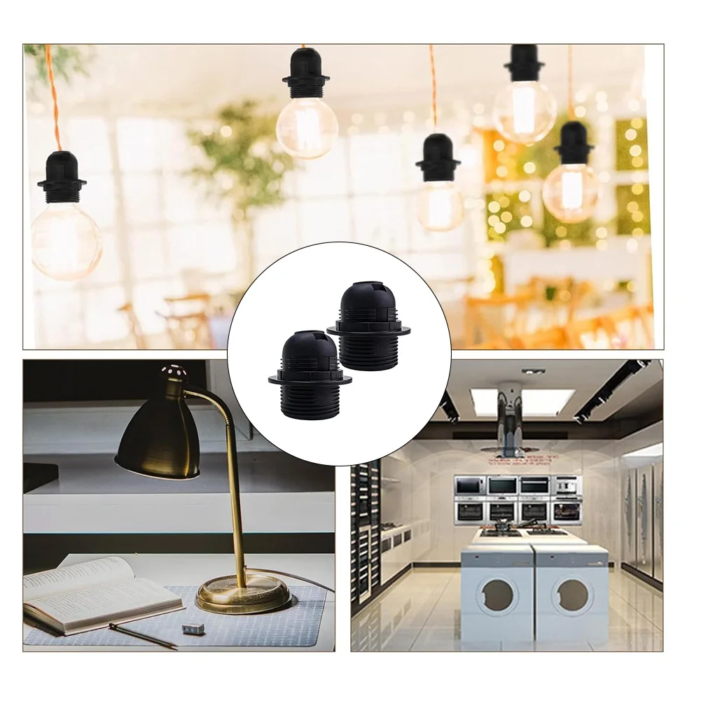 2PCS E27 Pendant Lamp Holder With Shade Ring, Flame-Retardant Bulb Fittings For Ceiling, Table Floor Lamps Light Accessories