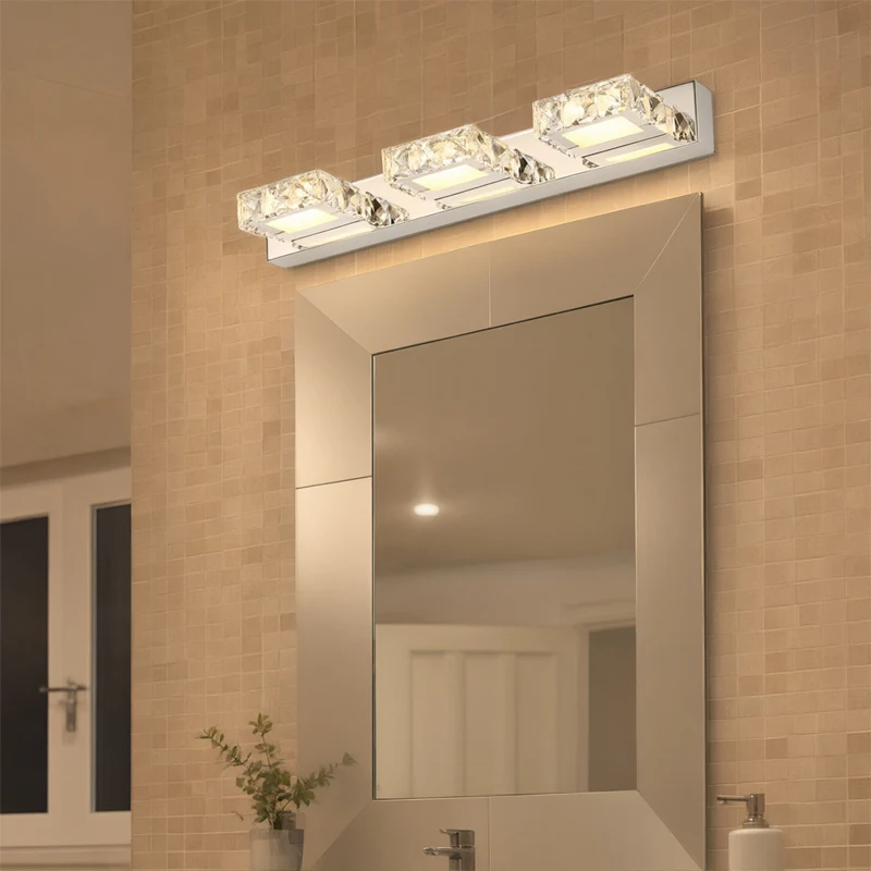 Modern 6W LED Indoor Wall Light 32cm Crystal Bathroom Cabinet Mirror Decorative Sconce for Home Lighting