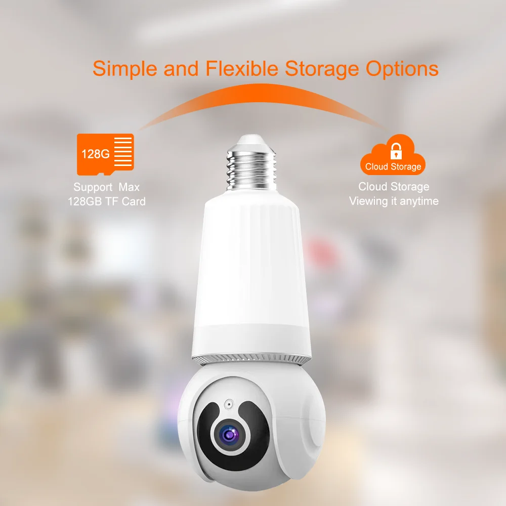 3MP E27 Bulb Camera 2.4G Wifi Surveillance CCTV Cameras PTZ Smart Security Tracking Two-way Audio Night Vision V380 PRO Camera