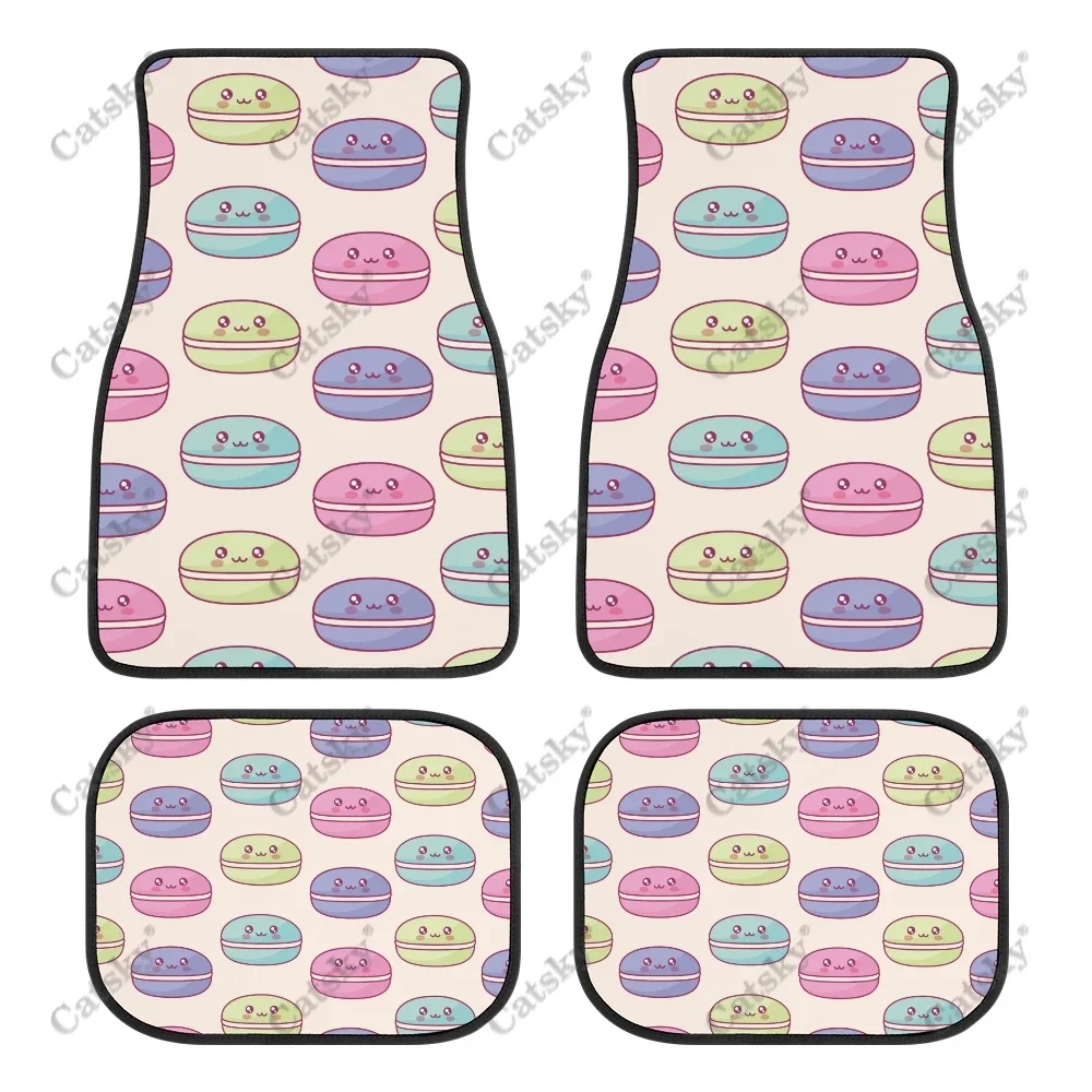 

Macaron Pattern Car Auto Floor Mats Carpet, 4PCS Customized Cars Mat All Weather Automotive Vehicle Pad Stylish