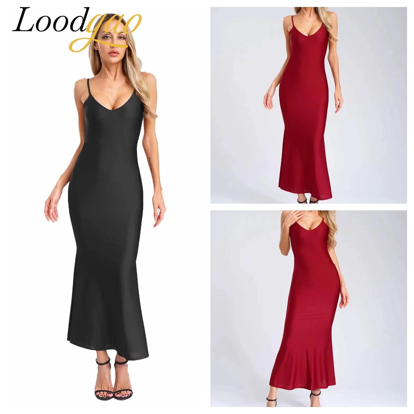 ผู้หญิงเซ็กซี่ V คอชุดราตรี Slim-fit Elegant Backless สปาเก็ตตี้ Camis Robes ร้อนปาร์ตี้พรหมชุด Feminino Vestido Noche