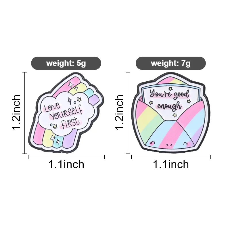 Cloud and Envelope Rainbow Enamel Pin Love Yourself First You're Good Enough Cute Affirmation for Low Mood Days Style
