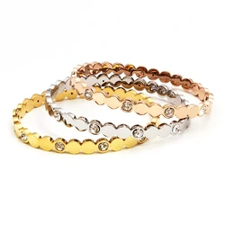 Beautiful Lovers Stainless Steel Bracelets for Women Jewelry Gifts High Qualityl Simple Cubic Zirconia Fashion Bangles