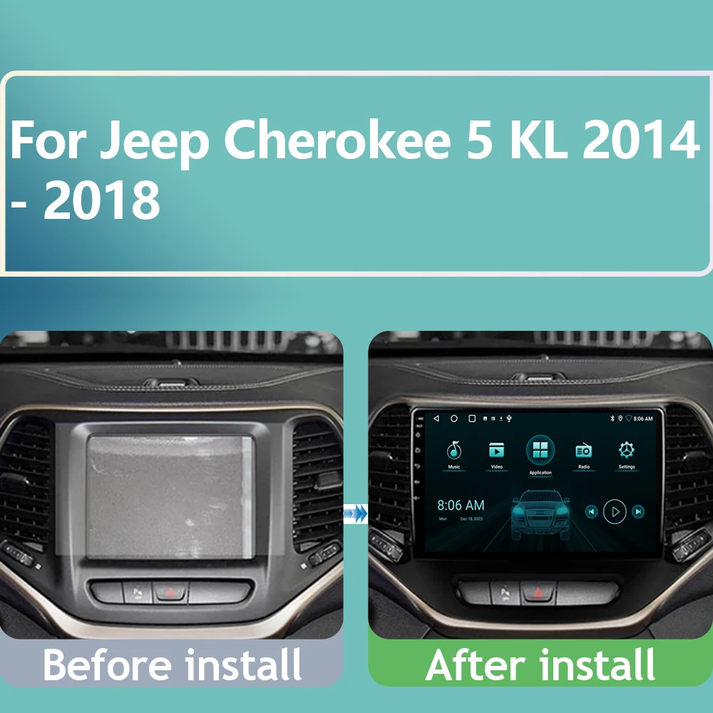 Car Android 14 For Jeep Cherokee 5 KL 2014 - 2018 Auto Radio Multimedia Video Player Navigation GPS carplay No 2din DVD 5G Wifi