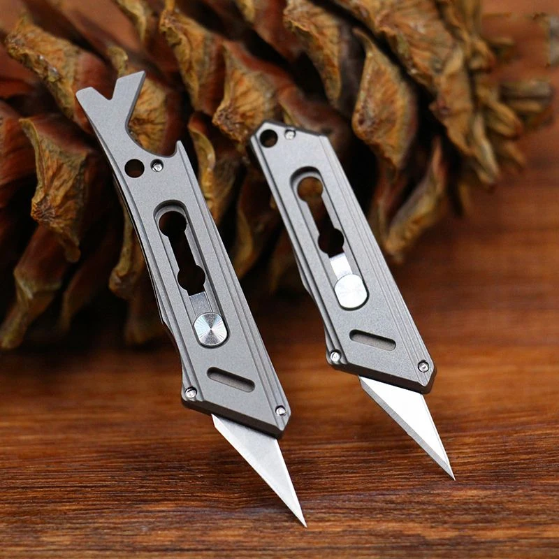 Titanium Alloy Mini Art Paper Cutter Multifunctional Keychain Bottle Opener Portable Pocket Knife